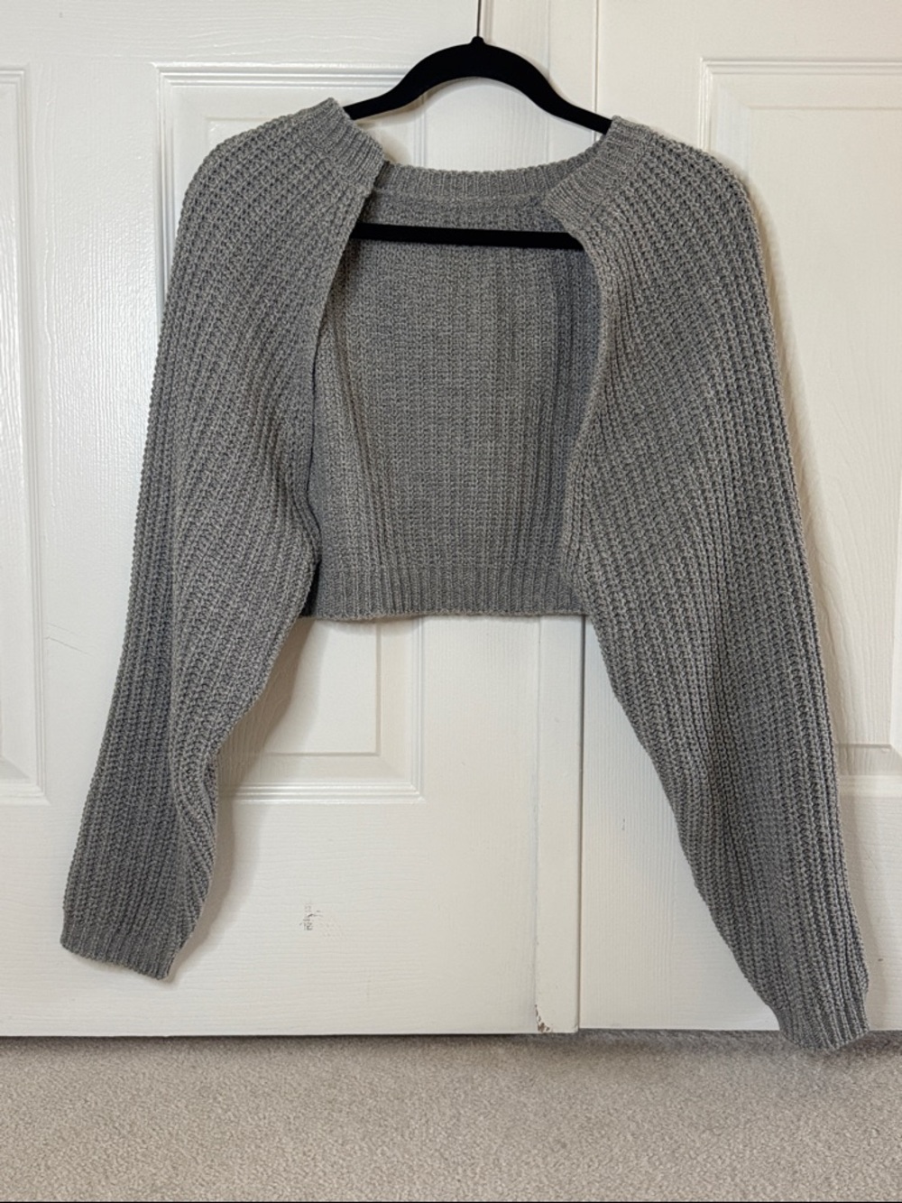 NWOT UO Cropped Open-Front Grey Knit Bolero Shawl Sweater